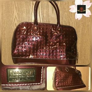 ARCADIA Italy Burgundy Red Embossed Patent Leather